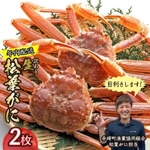 【先行予約】（訳あり）松葉ガニ（生なま）2枚【年内配送】※着日指定不可※北海道、沖縄、一部離島への配送不可