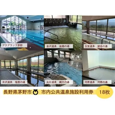 市内公共温泉施設利用券　18枚　温泉　信州　蓼科　_旅行券・チケット  温泉利用券 _【1492113】