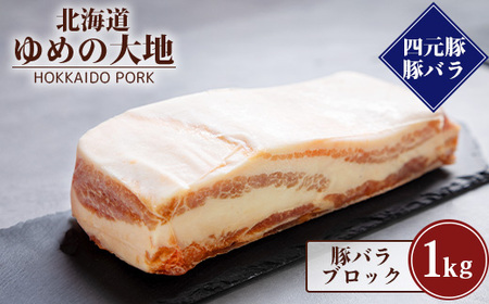 【北海道ブランド豚】「ゆめの大地」 豚バラブロック 1kg【27008】
