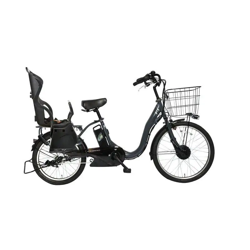 【100％完成納品】 PELTECH（ペルテック）後チャイルドシート付子供乗せ適用電動アシスト自転車 前24/後20内装3段 TDH-408L-CH【グレイ】 自転車
