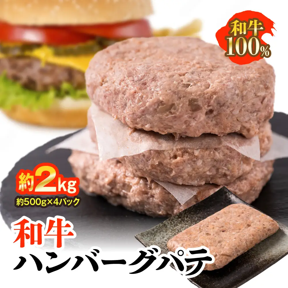 九州産 和牛ハンバーグ パテ 計約2kg（約500g×4パック）