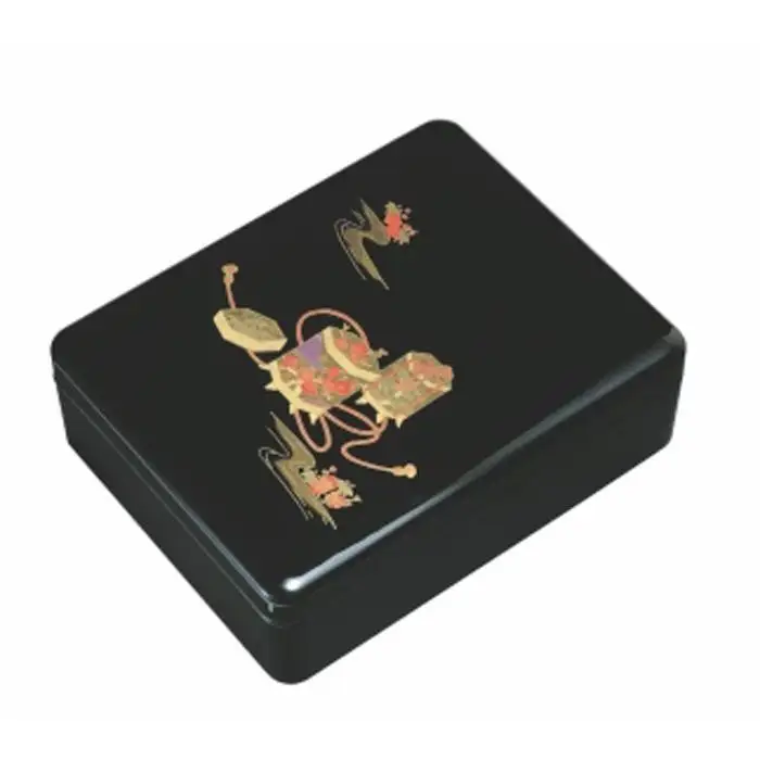 紀州漆器 新丸型文庫DX 黒 平安物語【YG340】