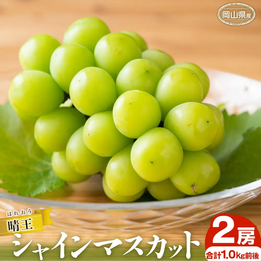 シャインマスカット 2026年  晴王 2房 合計1.0kg前後 マスカット ブドウ 葡萄  岡山県産 国産 フルーツ 果物 ギフト
