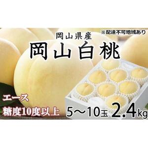 2026年  岡山   白 桃   エース 5～10玉 約2.4kg  JAおかやま（早生種・中生種） ｜ 桃
