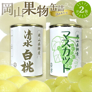 岡山果物 缶詰 2缶詰合せ（清水 白 桃 ／ マスカット 各1缶）吉英 フルーツ  | マスカット