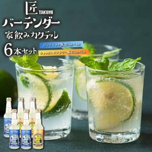 匠バーテンダー 家飲み カクテル ジントニック＆レモンサワー 6本セット