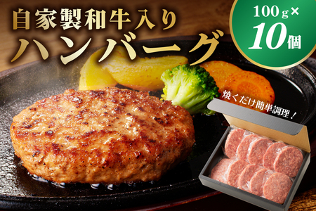 自家製和牛入りハンバーグ 100ｇ×10個 ns004-033