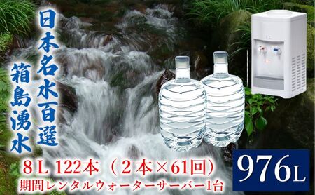 群馬の名水 箱島湧水 エア８L計122本（2本×61回）期間 レンタル ウォーターサーバー 1台 飲料 ドリンク 飲料類 水 ミネラルウォーター 名水 天然水 飲み物 産地直送 
