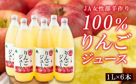 JA女性部手作り「100％りんごジュース」1L×6本 FZ26-828