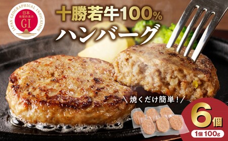 ブランド牛100% 十勝若牛ハンバーグ 6個 牛肉_S003-0001