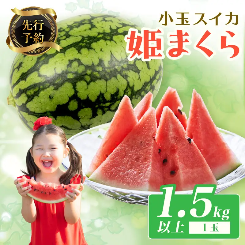 【先行予約】小玉スイカ 姫まくら 1玉（1.5kg以上）（2026年7月上旬～発送） 果物 くだもの すいか スイカ 西瓜 甘い ふるさと納税 スイカ ふるさと納税 フルーツ ふるーつ 農家直送 果樹園直送 生産者応援 農家応援