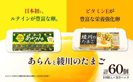 あらんと綾川のたまご（10個入り）各3パック入り 食品 栄養 健康 見える 改善 色鮮やか 吸収 サプリメント くせがない 生鮮食品 ぼやけて見える 
