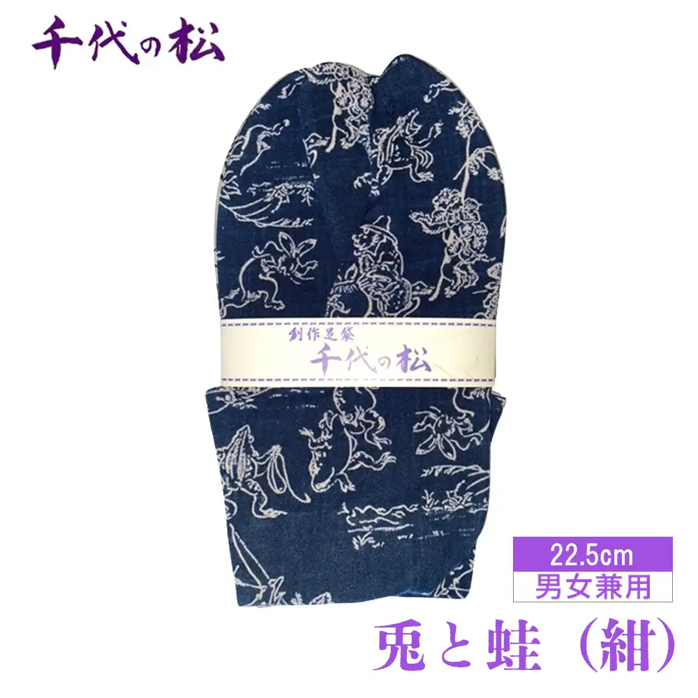 兎と蛙（紺）（男女兼用：22.5cm） No.399-02