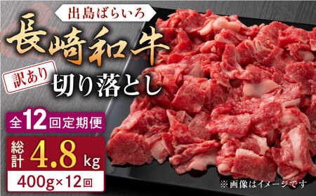 【全12回定期便】【訳あり】長崎和牛 出島ばらいろ 肩ロース バラ 切り落とし 計400g 【合同会社肉のマルシン】[QBN031]