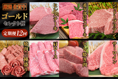 【スピード発送】【特選定期便 全12回】佐賀牛 ゴールドセレクト便【合計 11.7kg】(H085197)