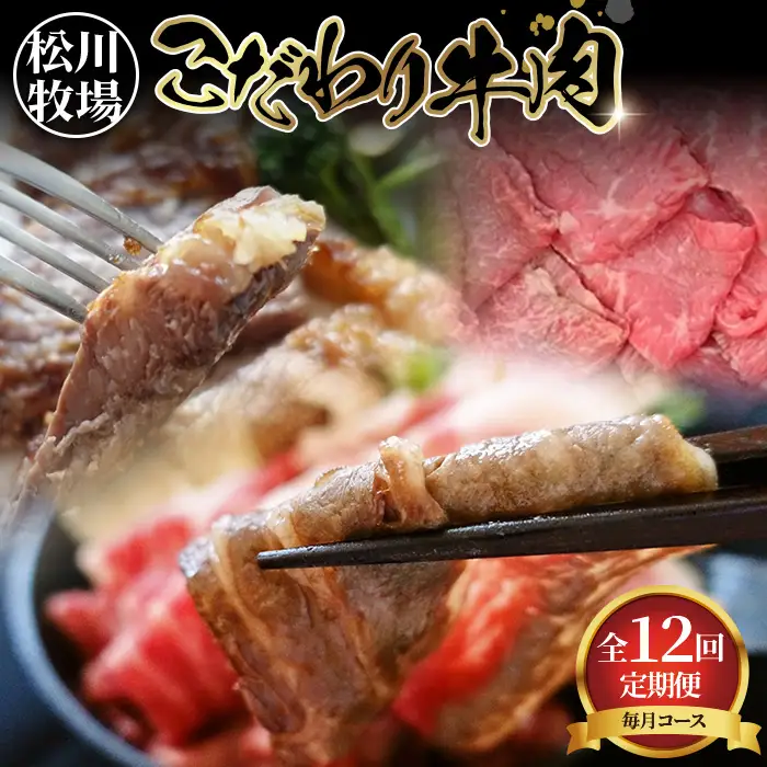 牛肉の全部位制覇！松川牧場のこだわり牛肉部位別 12ヶ月定期便 〈限定10組/種類おまかせ〉 No.332