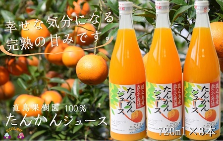 【2026年収穫！】完熟の幸せな甘み！徳之島たんかんジュース（3本）( フルーツ ジュース 果汁 果物 柑橘 徳之島 鹿児島 濃厚 贅沢 太陽 恵み 健康 美味しい 直島果樹園 )