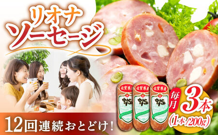 【12回定期便】リオナソーセージ 200g×3本 /宮地ハム [UBM032] ソーセージ