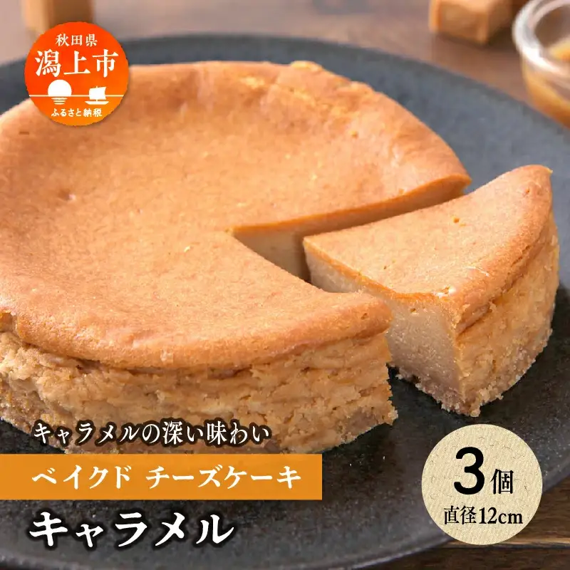 キャラメルベイクドチーズケーキ 3個セット【飯田川つくし苑】