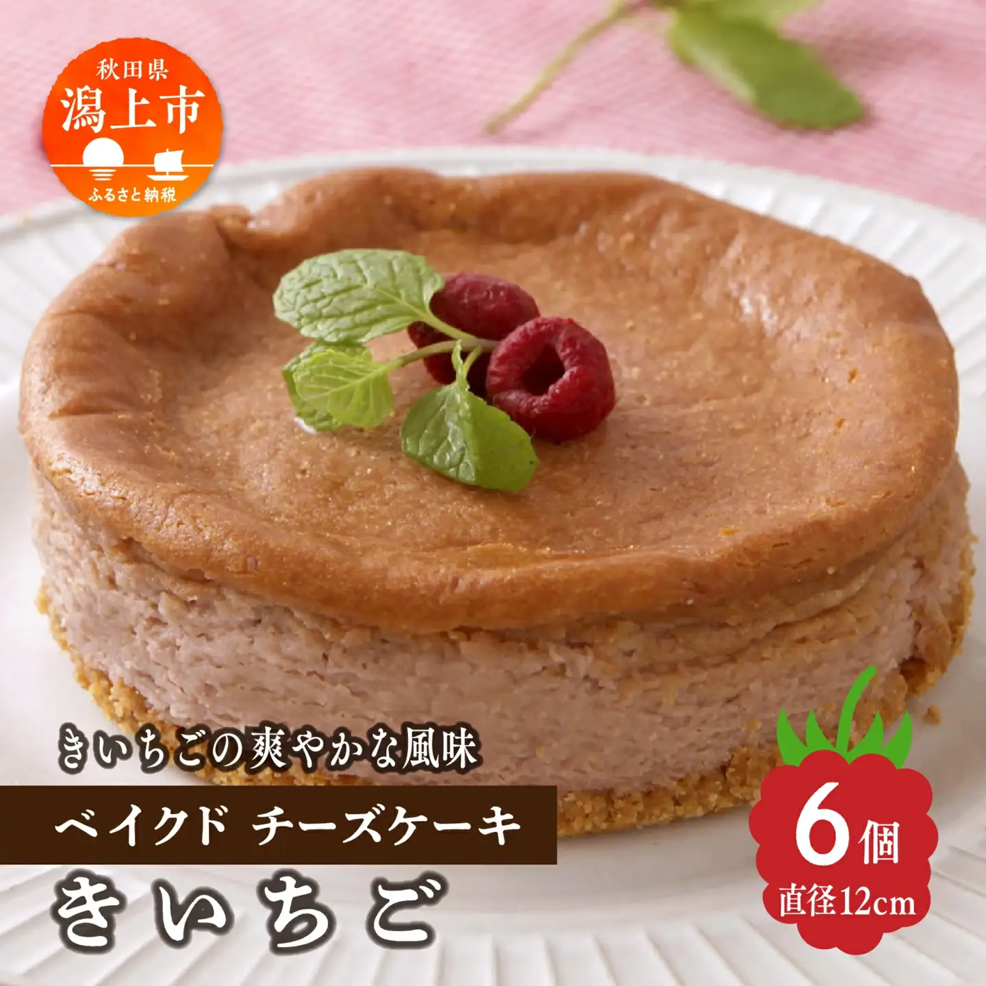 きいちごベイクドチーズケーキ 6個セット【飯田川つくし苑】