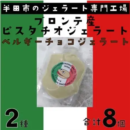 ブロンテ産ピスタチオ＆ベルギーチョコジェラート8個セット【配送不可地域：離島】【1460820】