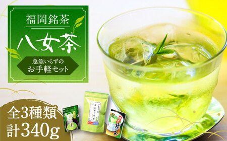福岡銘茶 八女茶 ティーバッグ付 3種 340g 急須要らずのお手軽セット（便利なチャック付）[VCL031]