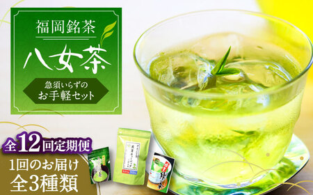 【全12回定期便】福岡銘茶 八女茶 ティーバッグ付 急須要らずのお手軽セット（便利なチャック付）[VCL128]