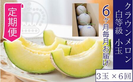 【6ヶ月定期便】クラウンメロン【並（白等級）】小玉（1.1kg前後）3玉入り 