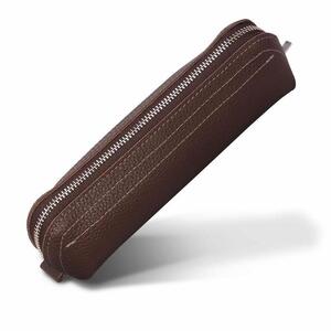革工房いんのしま 牛革ファスナーペンケース5本挿し【色:チョコ】