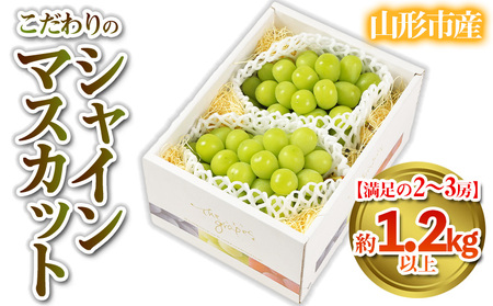 【満足の2～3房】こだわりのシャインマスカット 約1.2kg 山形市産 (9月中旬～10月上旬順次発送)【令和8年産先行予約】 FS24-544 くだもの 果物 フルーツ 山形 山形県 山形市 2026年産