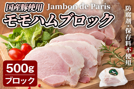 国産豚使用！モモハムブロック 500g ジャンボン・ド・パリ シャルキュトリ 豚肉 ハム 手作り ワインやお酒のおつまみに 肉 加工品 冷蔵 【有限会社コブレンツ】ta399