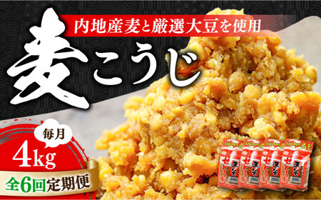 【全6回】味噌 田舎みそ 麦こうじ4kg 味噌[XBW054]