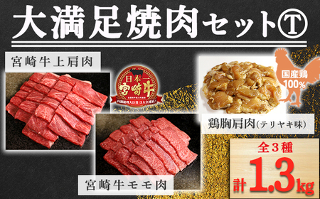 《内閣総理大臣賞受賞》大満足焼肉Tセット「宮崎牛モモ肉と上肩肉＆国産鶏胸肩肉 合計1,300g」TF0578-P00012