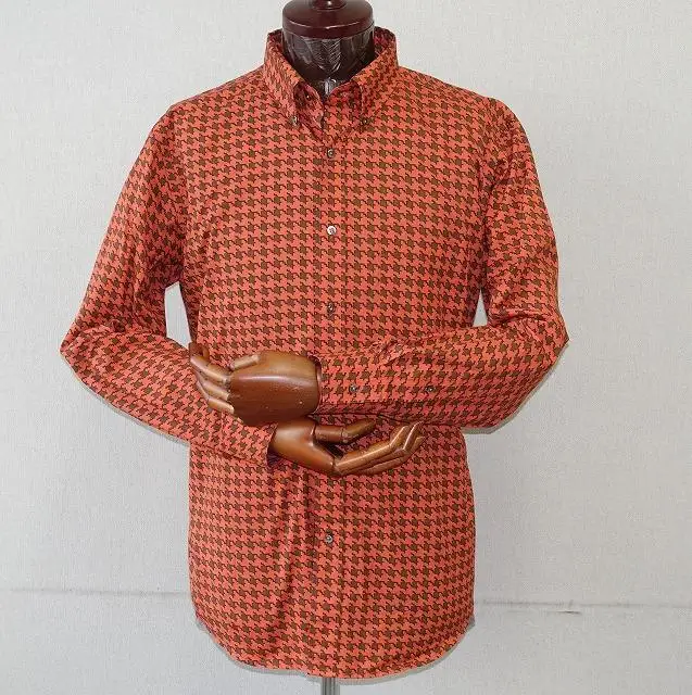 【鷲野染工場】メンズシャツ（千鳥格子） Ｍサイズ