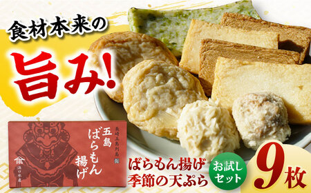 ばらもん揚げのお試しセット 計9枚 五島市 / 浜口水産[PAI030] かまぼこ ギフト 熨斗 のし 練り物 天ぷら 詰め合わせ セット おつまみ お正月 正月詰合せ かまぼこ