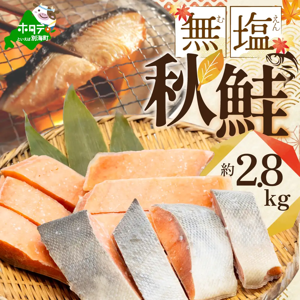 【訳あり】「秋鮭の切り身（無塩）」2.8kg 【BT000SG01】鮭 切り身 北海道