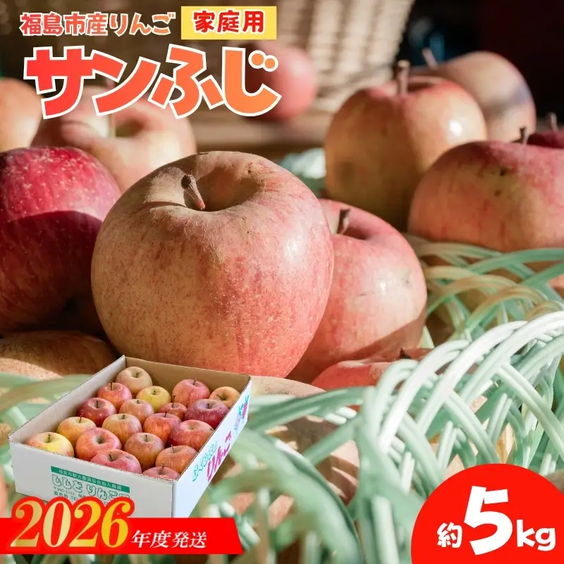 No.2763 りんご「サンふじ」家庭用　約5kg箱入【2026年度発送】