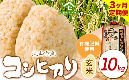 【毎月定期便3回】令和7年産 コシヒカリ 米 10kg《お申込み翌月から出荷》 有機肥料 玄米