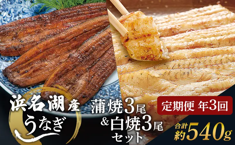 定期便 4ヶ月毎 国産 うなぎ 蒲焼 ＆ 白焼き 計6尾 食べ比べ 浜名湖産