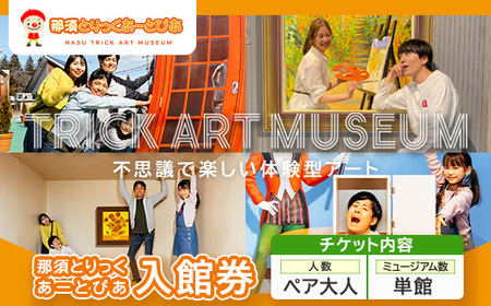 那須とりっくあーとぴあ 単館 入館券（ペア大人）｜ トリックアート チケット 券 入場券 観光 国内旅行 ファミリー 家族 那須 栃木県 那須町〔P-192〕