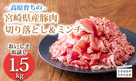 高原育ちの宮崎県産豚肉切り落とし＆ミンチ1.5kg おいしさお試しアレンジ色々 TF0765-P00070