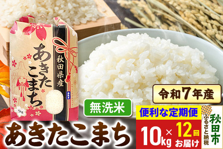 《定期便12ヶ月》 あきたこまち 10kg(5kg×2袋)  令和7年産 【無洗米】秋田県産