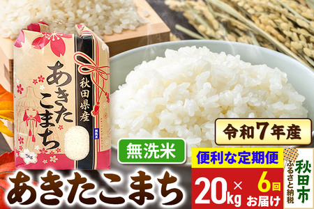 《定期便6ヶ月》 あきたこまち 20kg(5kg×4袋)  令和7年産 【無洗米】秋田県産