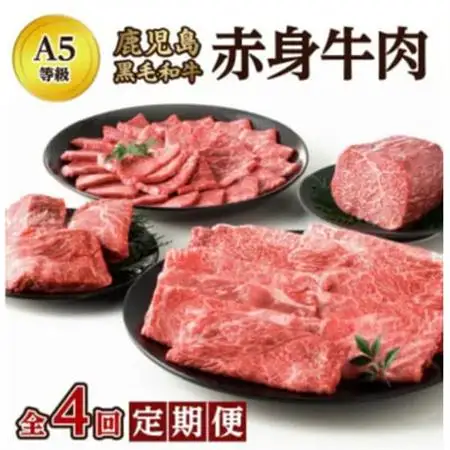 【発送月固定定期便】A5等級 鹿児島黒毛和牛 赤身牛肉 定期便(南九州市)全4回【配送不可地域：離島】【4081551】
