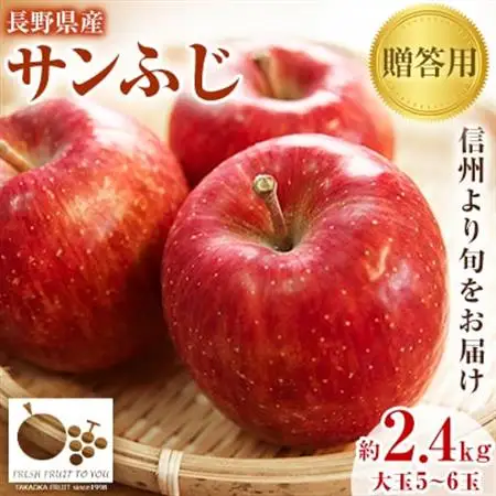 ~信州中野の旬をお届け~ サンふじ　贈答用　大玉5～6玉入り【高丘フルーツ】　【1296935】