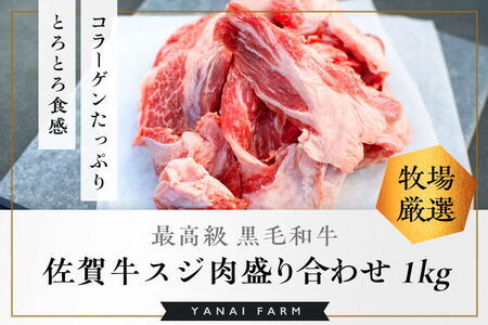 《佐賀牛》梁井 コラーゲンたっぷり スジ肉盛り合わせ 1kg K081031