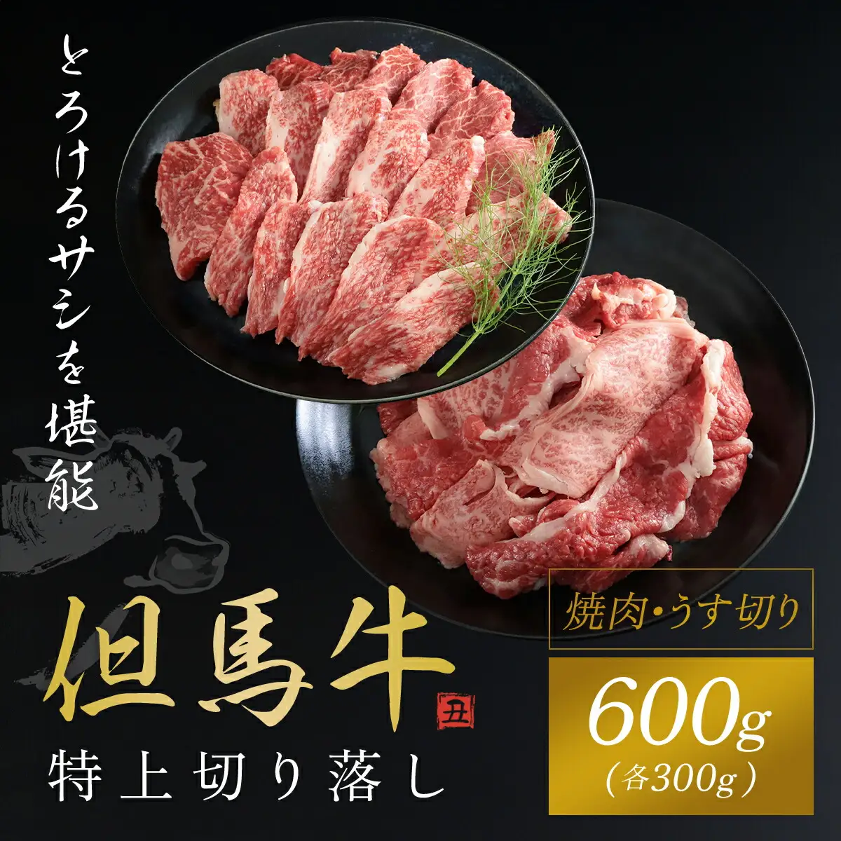 【但馬牛】特上切り落し（焼肉・うす切り）計600gセット AS1CA21