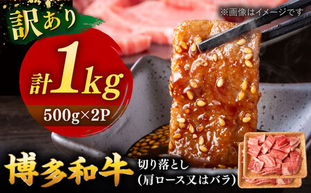 【 訳あり 】 博多和牛 焼肉 切り落とし 1kg （500g×2p） 桂川町/株式会社 MEAT PLUS [ADAQ086] 和牛 特選和牛 切り落とし 訳アリ 切り落とし牛肉 支援品 支援
