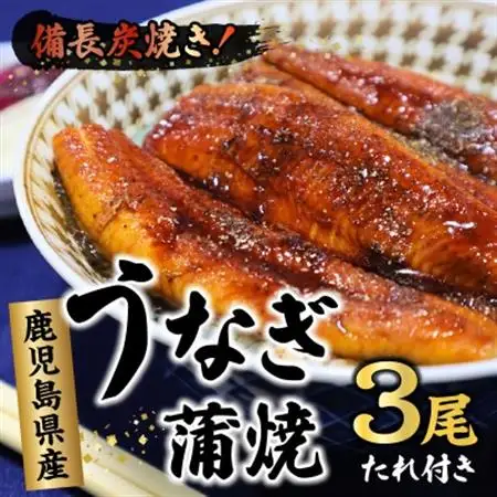 鹿児島県産うなぎ蒲焼3尾 タレ付【配送不可地域：離島】【1185861】