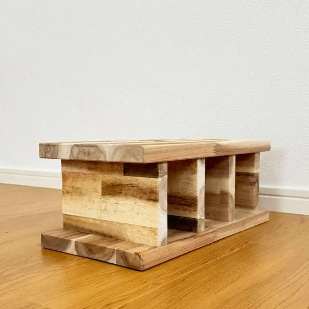 アカシア材 ブロック 高さ約15cm 1個 ナチュラル ベージュ オブジェ インテリア 省スペース すきま 天然木 国産 大川家具 完成品